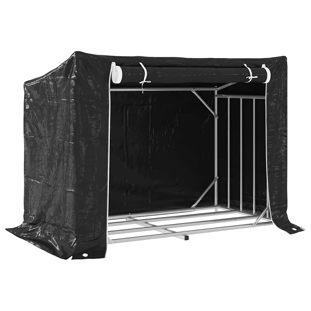 Stalak za drva za ogrjev s kišnom navlakom 151x80,5x110,5 cm