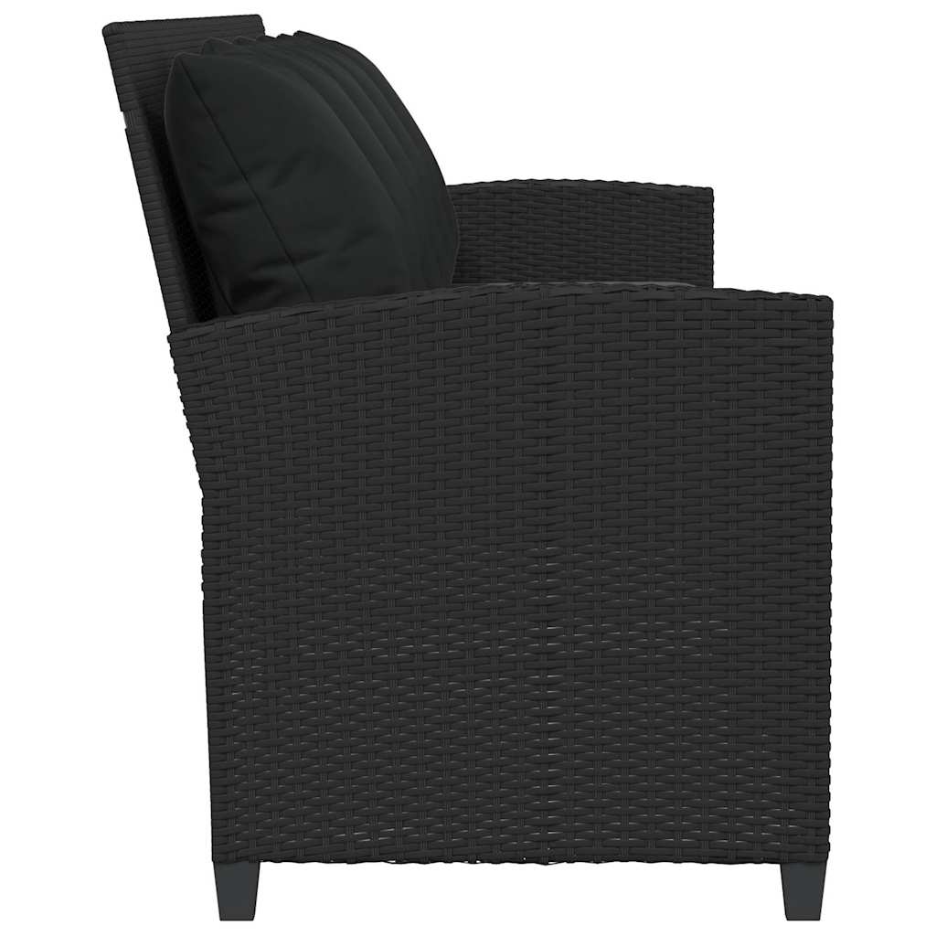 Vrtna sofa 5-sjed s jastucima crni poliratan