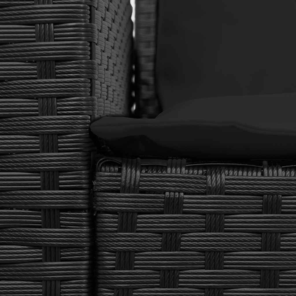 Vrtna sofa 5-sjed s jastucima crni poliratan