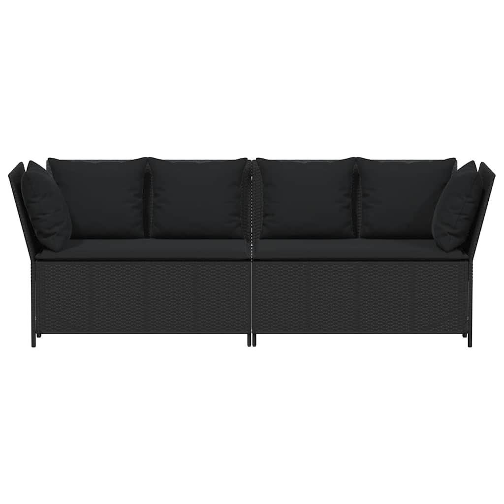 Vrtna sofa od poliratana s jastucima crna