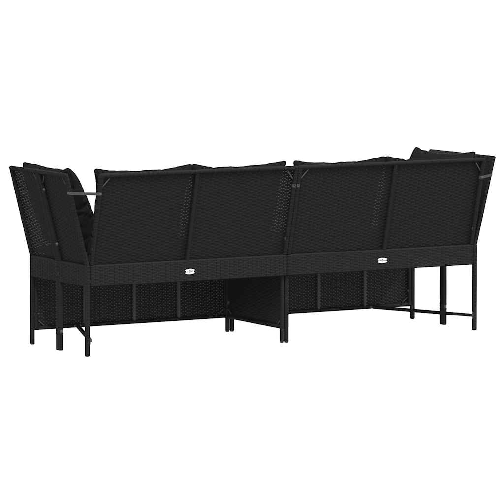 Vrtna sofa od poliratana s jastucima crna