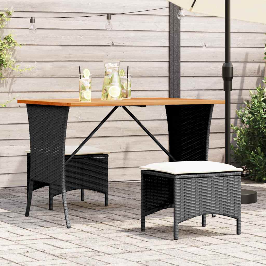Vrtni stol s pločom od akacije crne boje 105x75x72 cm poliratan