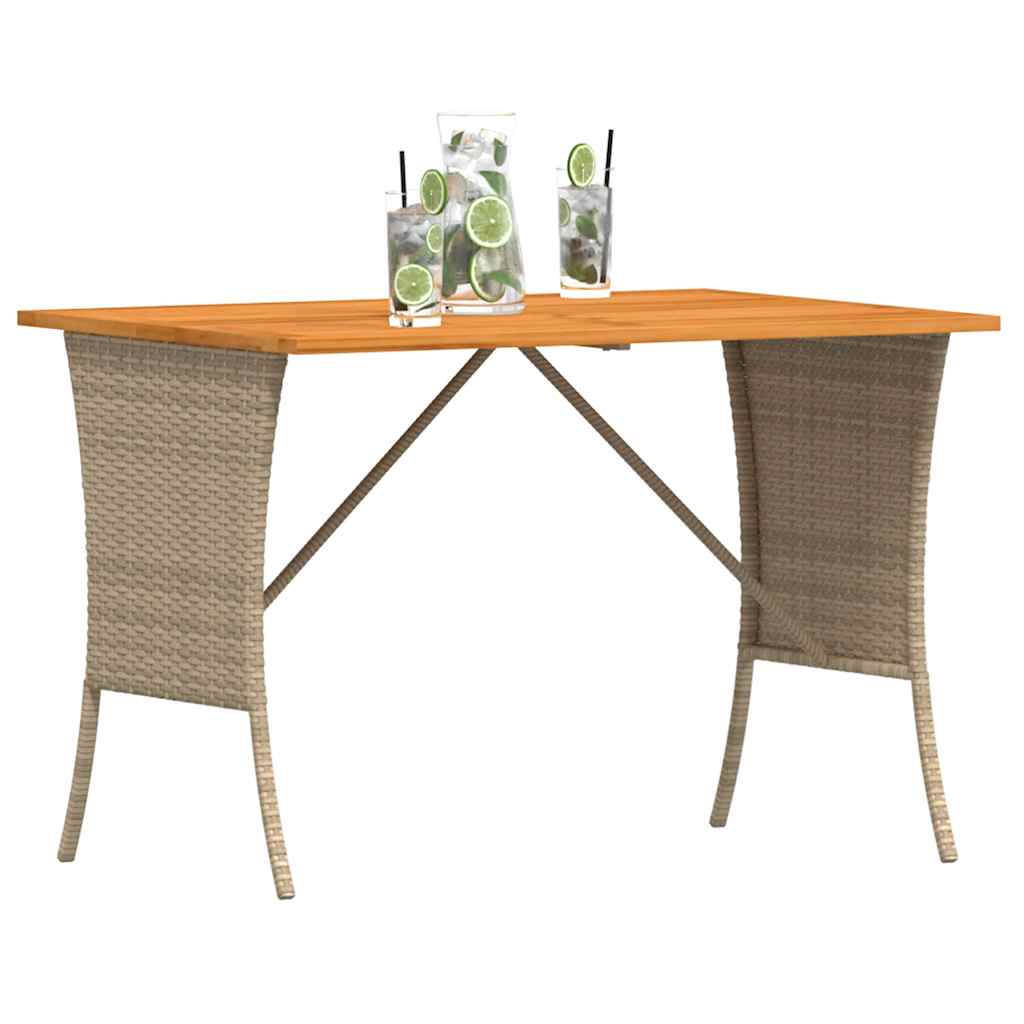 Vrtni stol s pločom od akacije bež 105x75x72 cm poli ratan