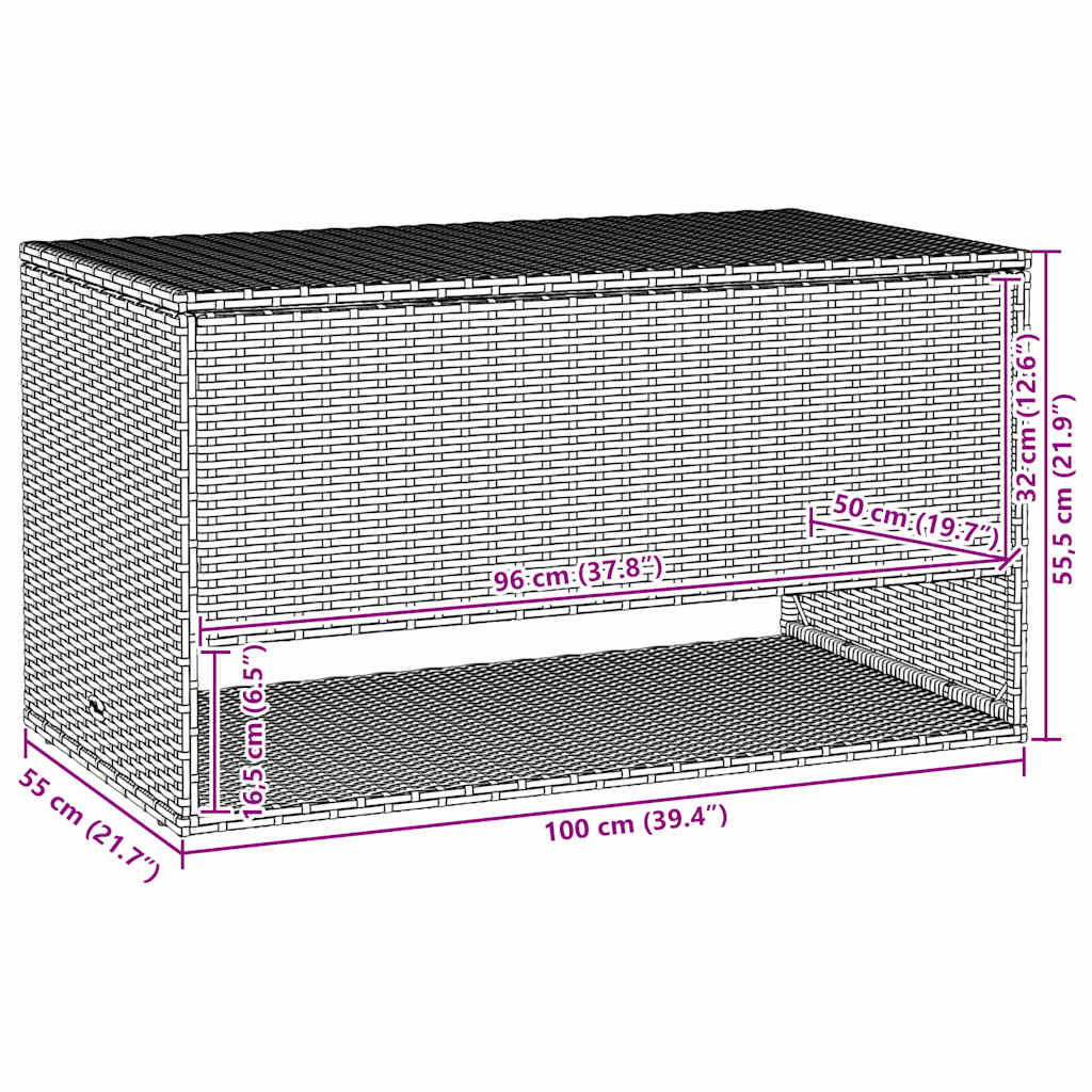 Vanjska kutija za jastuke crna 100x55x55,5 cm od poliratana
