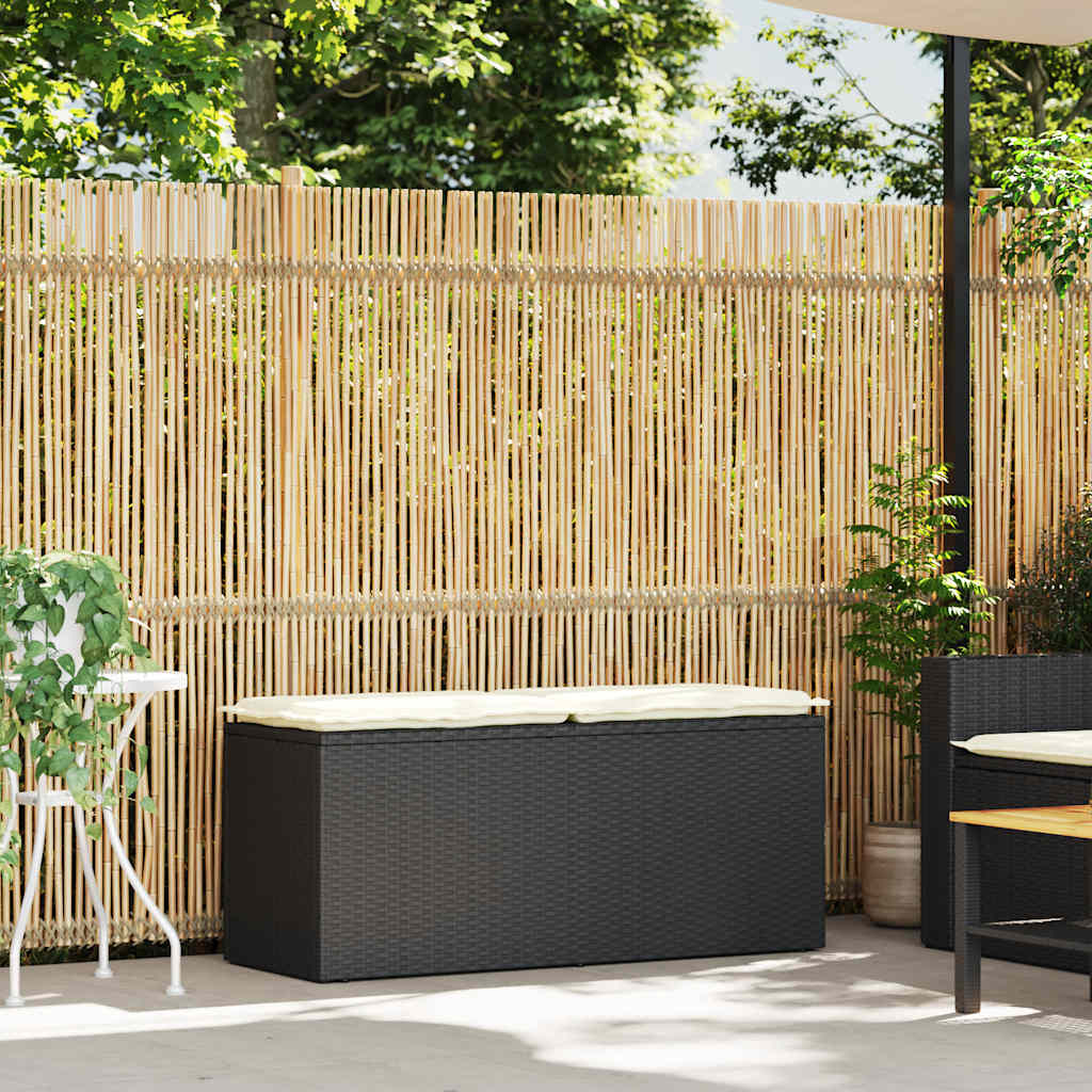 Vrtna klupa s jastukom crna 110x40x44 cm od poliratana