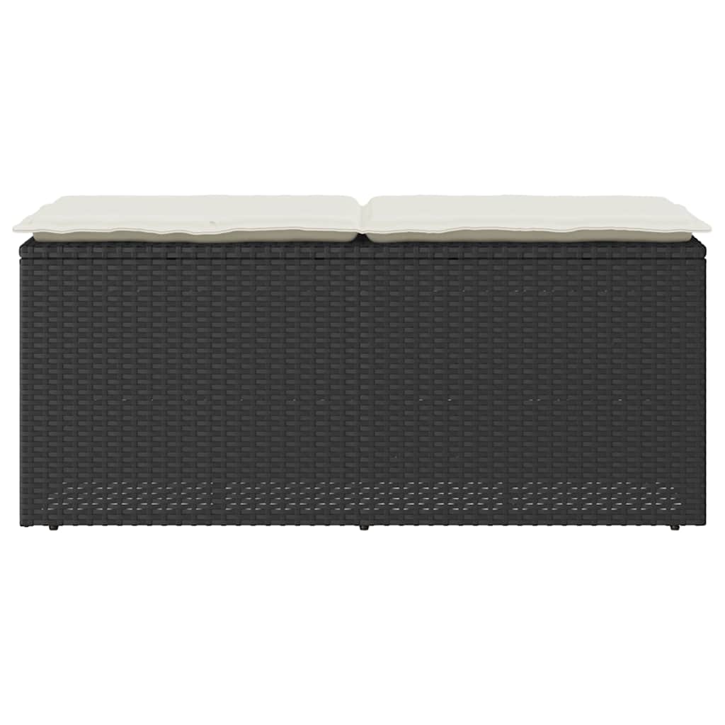 Vrtna klupa s jastukom crna 110x40x44 cm od poliratana