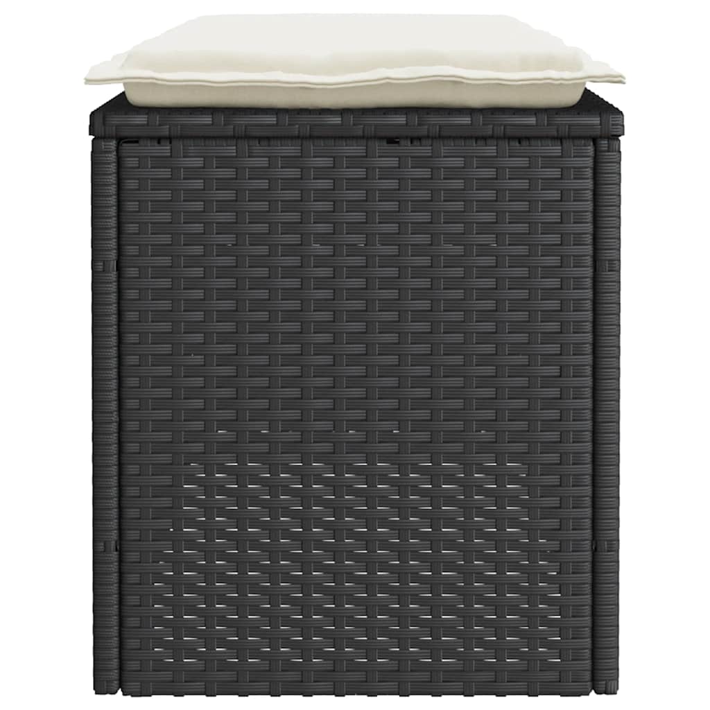 Vrtna klupa s jastukom crna 110x40x44 cm od poliratana