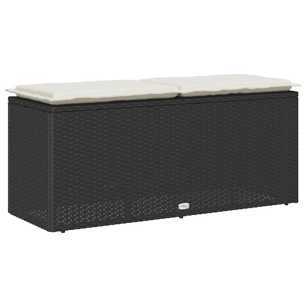 Vrtna klupa s jastukom crna 110x40x44 cm od poliratana
