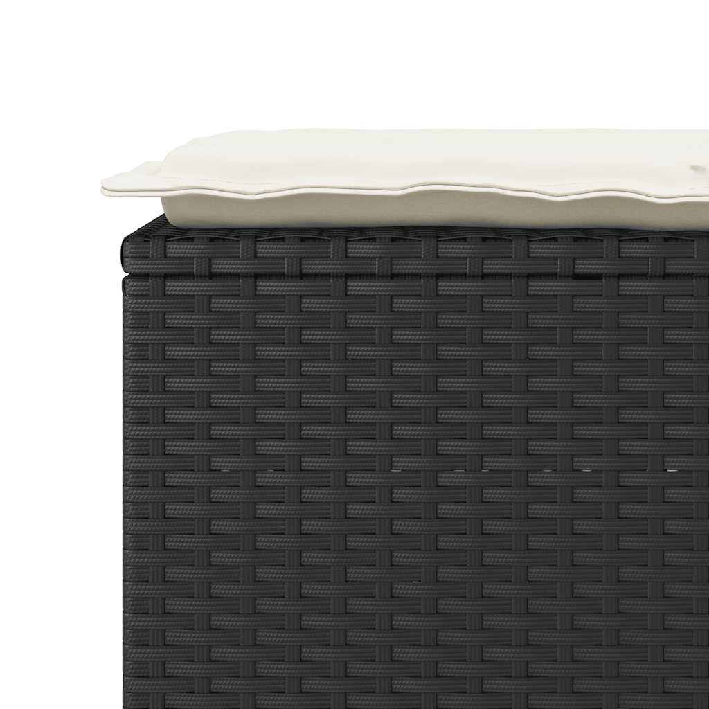 Vrtna klupa s jastukom crna 110x40x44 cm od poliratana