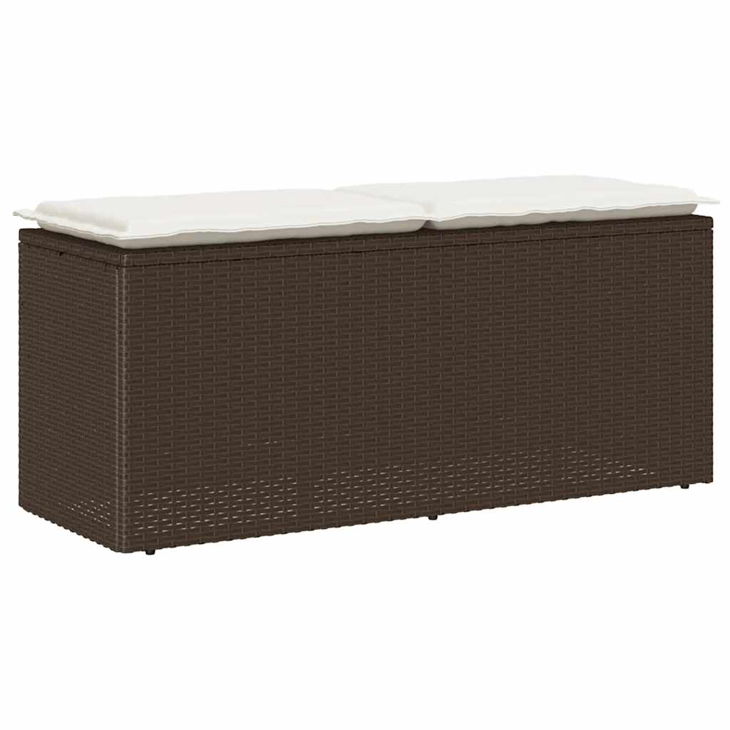Vrtna klupa s jastukom smeđa 110x40x44 cm od poliratana