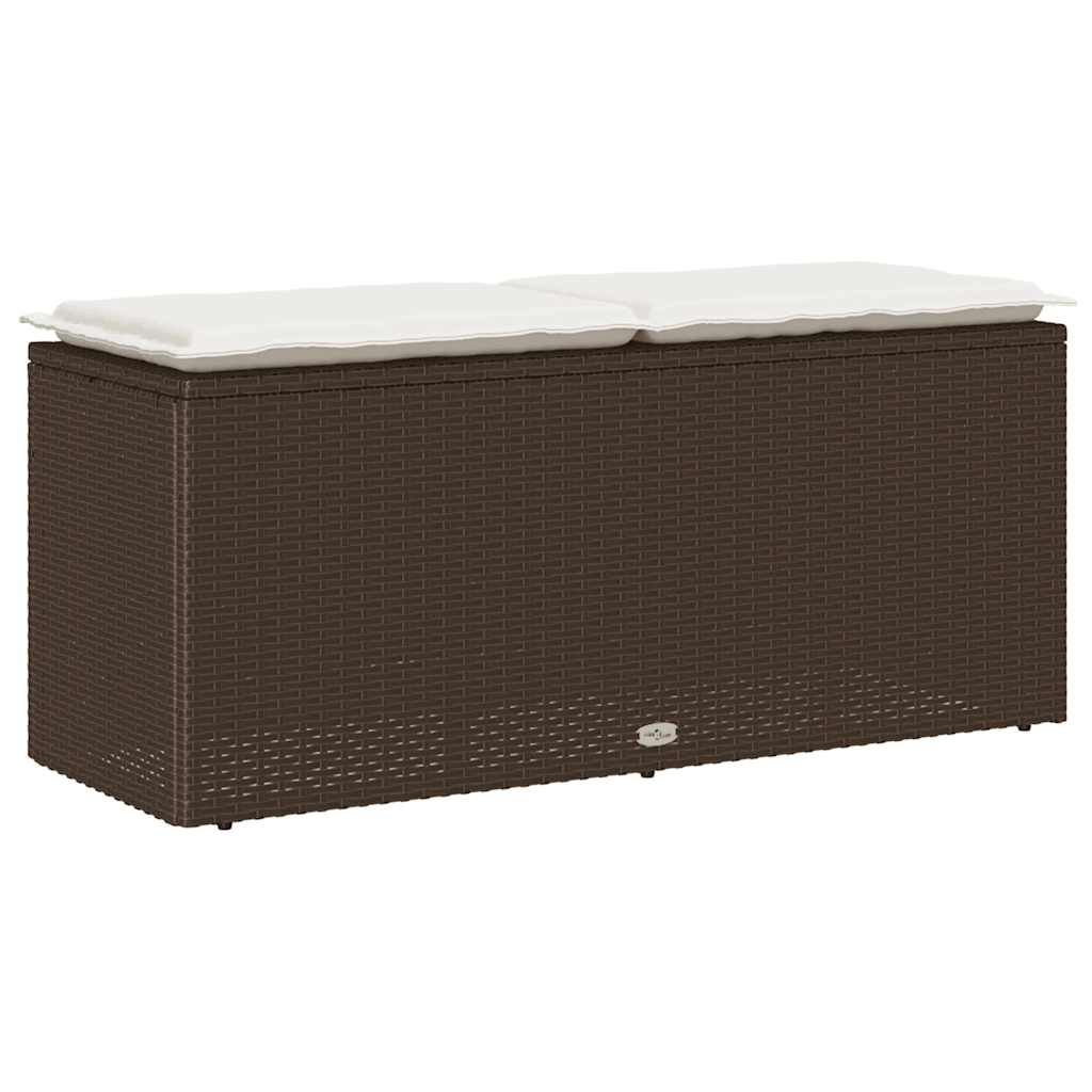 Vrtna klupa s jastukom smeđa 110x40x44 cm od poliratana