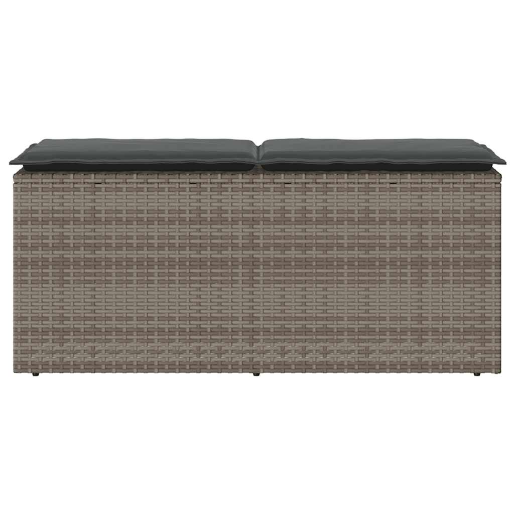 Vrtna klupa s jastukom siva 110x40x44 cm poliratan