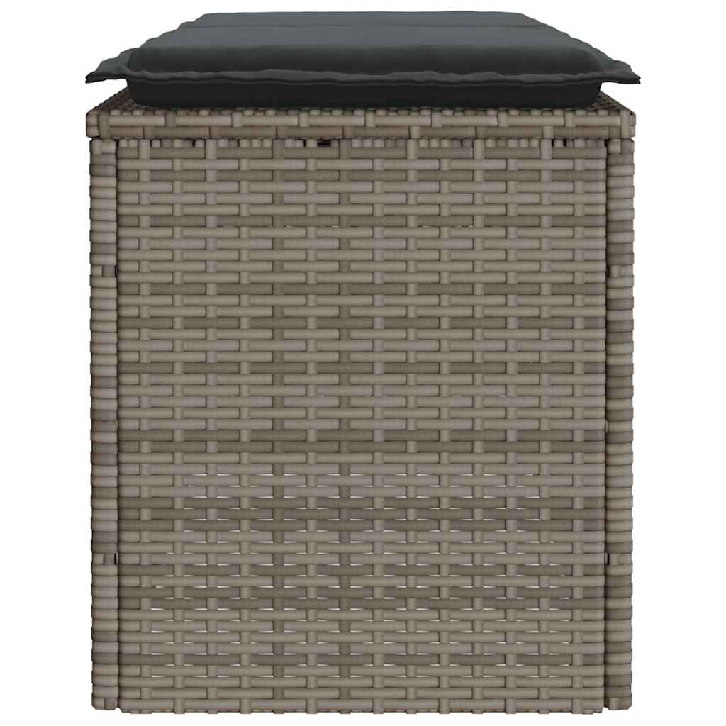 Vrtna klupa s jastukom siva 110x40x44 cm poliratan