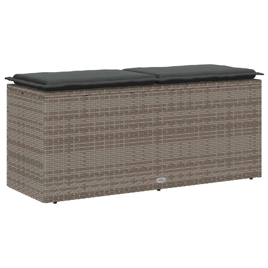 Vrtna klupa s jastukom siva 110x40x44 cm poliratan