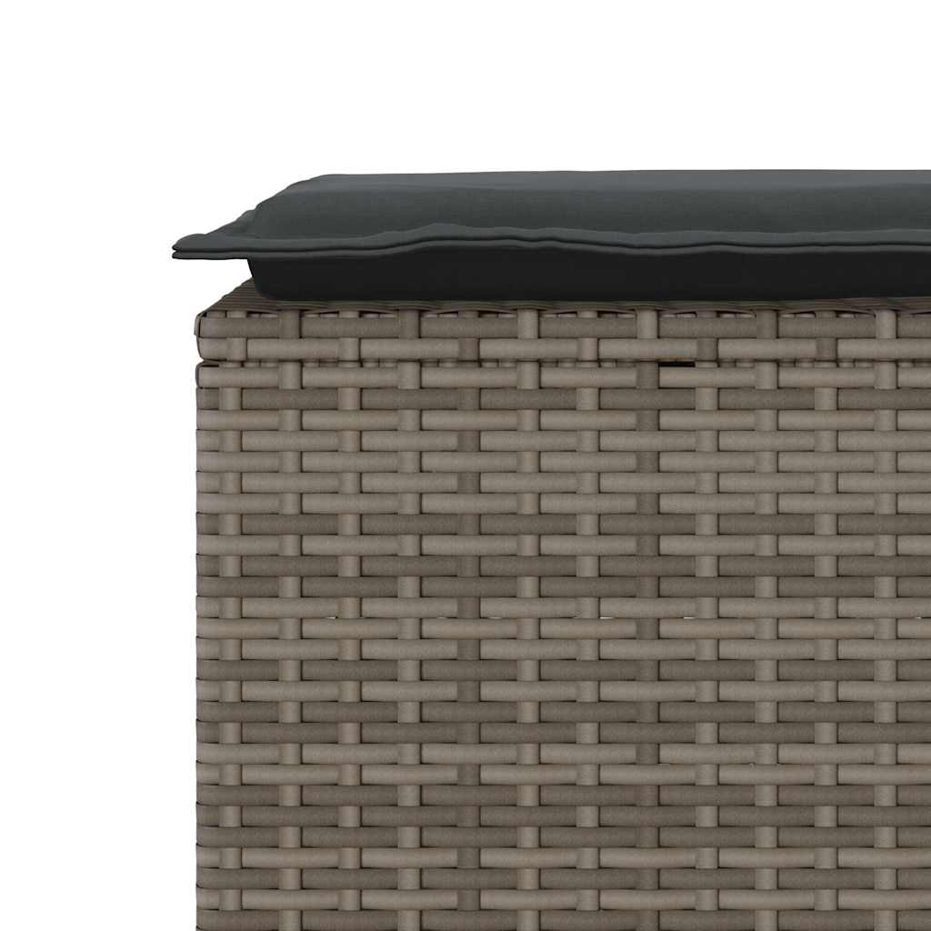 Vrtna klupa s jastukom siva 110x40x44 cm poliratan