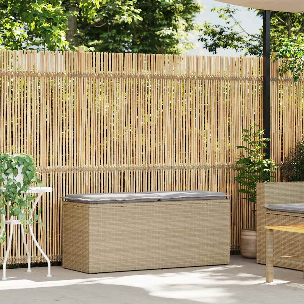 Vrtna klupa s jastukom bež 110x40x44 cm poliratan