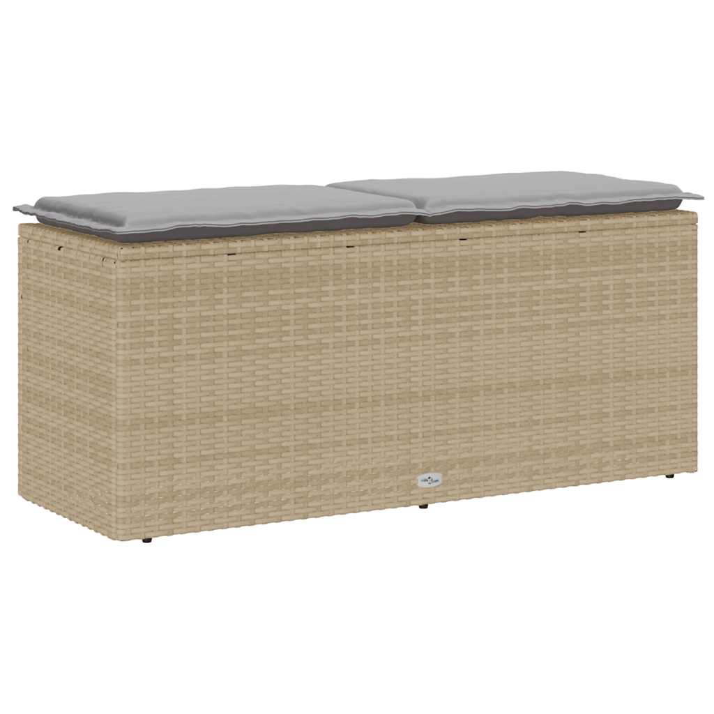 Vrtna klupa s jastukom bež 110x40x44 cm poliratan
