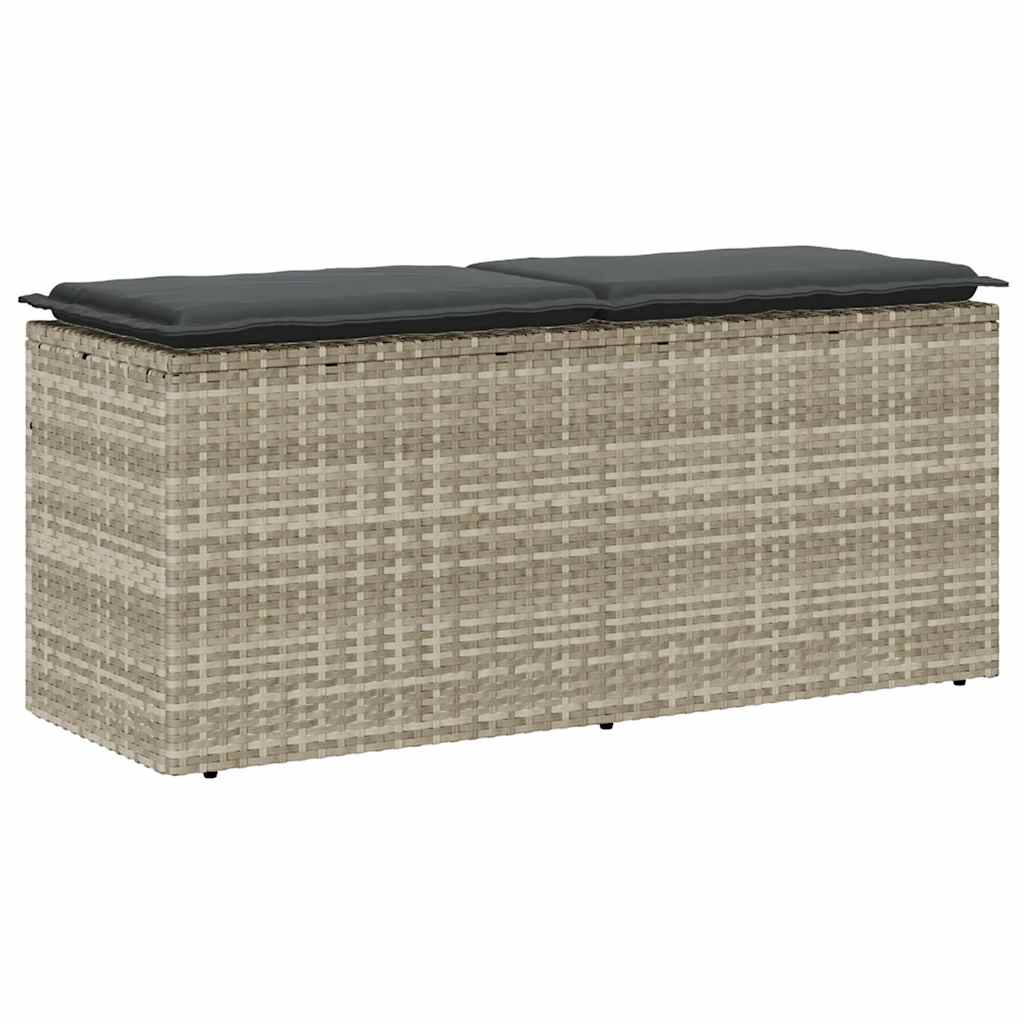 Vrtna klupa s jastukom svijetlo siva 110x40x44 cm poliratan