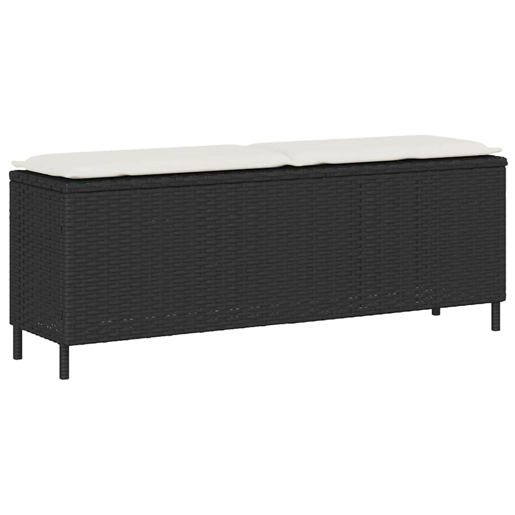 Vrtna klupa s jastukom crna 110x30x40,5 cm poliratan