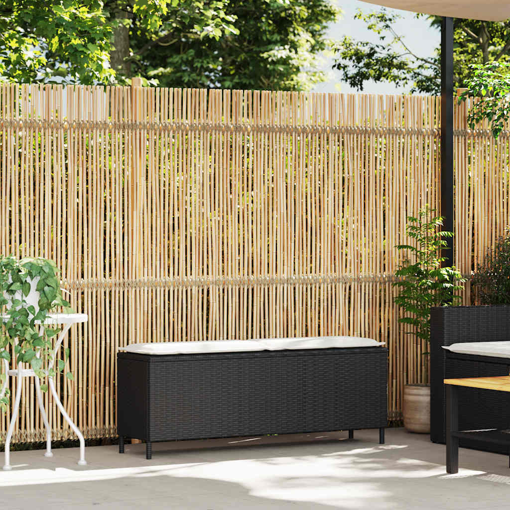 Vrtna klupa s jastukom crna 110x30x40,5 cm poliratan