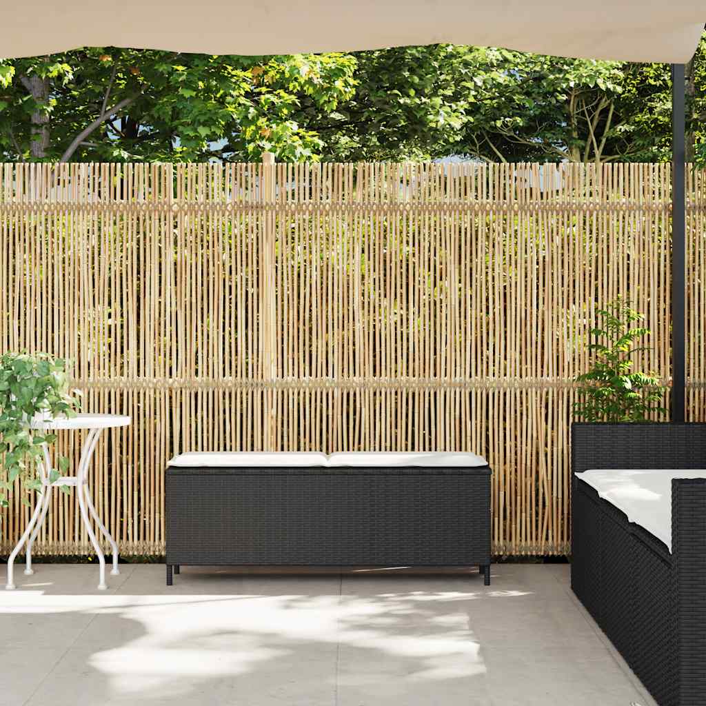 Vrtna klupa s jastukom crna 110x30x40,5 cm poliratan