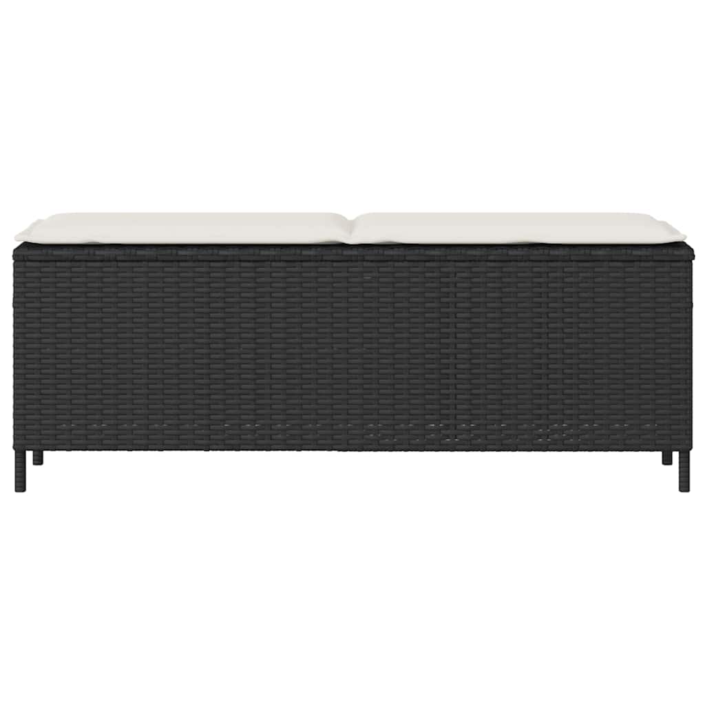 Vrtna klupa s jastukom crna 110x30x40,5 cm poliratan