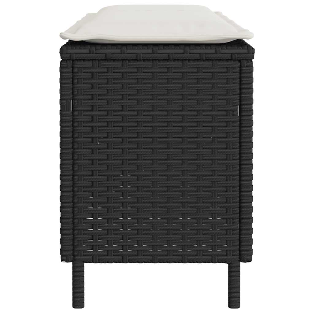 Vrtna klupa s jastukom crna 110x30x40,5 cm poliratan