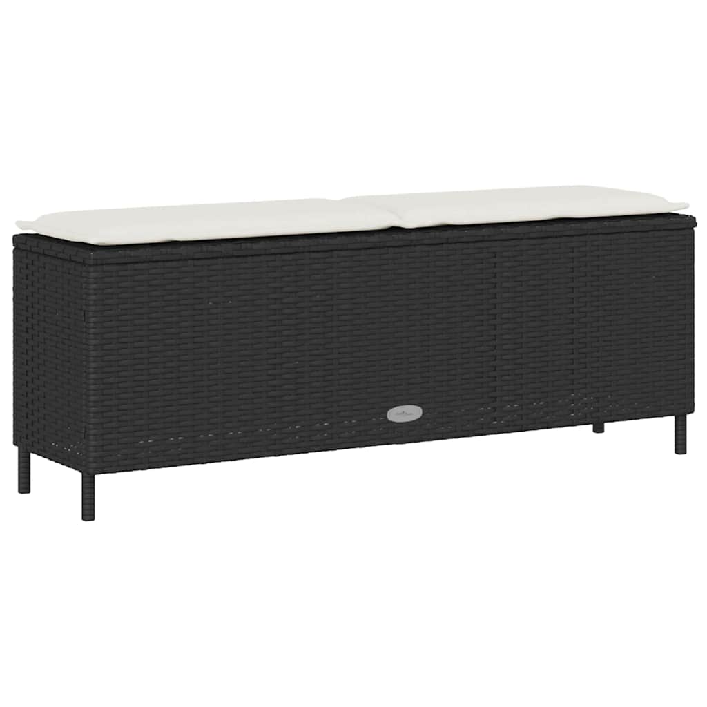 Vrtna klupa s jastukom crna 110x30x40,5 cm poliratan