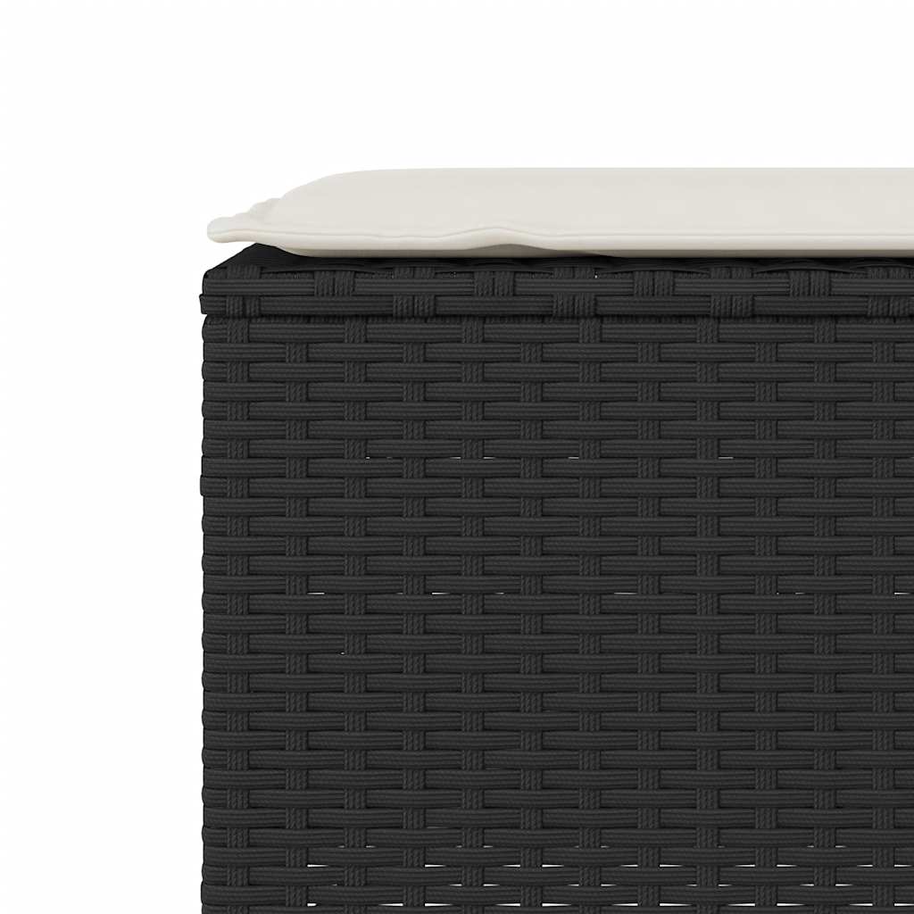 Vrtna klupa s jastukom crna 110x30x40,5 cm poliratan