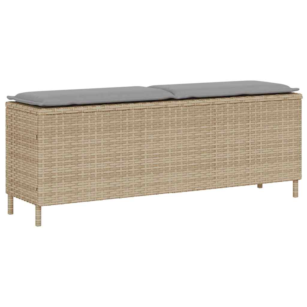 Vrtna klupa s jastukom bež 110x30x40,5 cm poli ratan