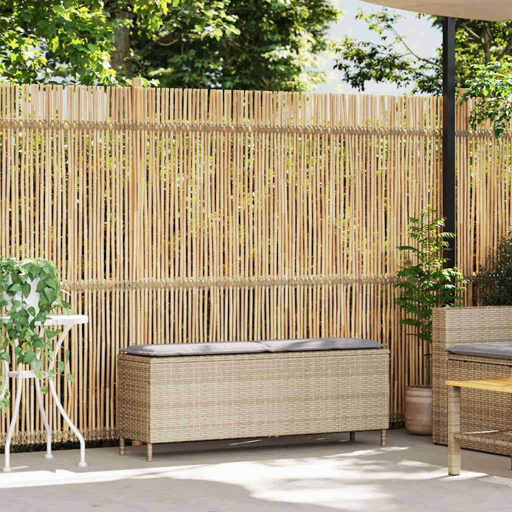 Vrtna klupa s jastukom bež 110x30x40,5 cm poli ratan