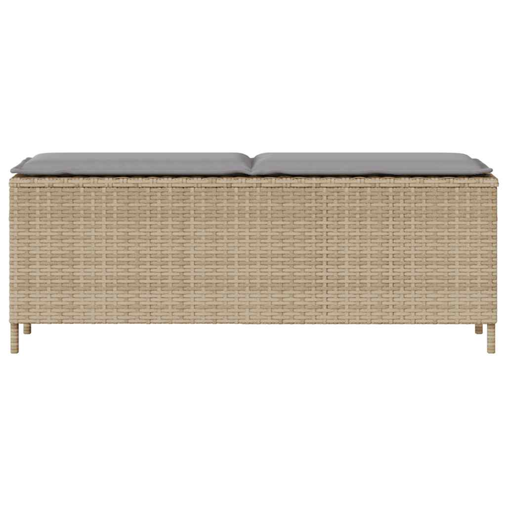 Vrtna klupa s jastukom bež 110x30x40,5 cm poli ratan