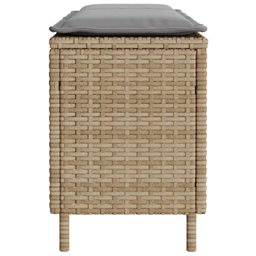Vrtna klupa s jastukom bež 110x30x40,5 cm poli ratan