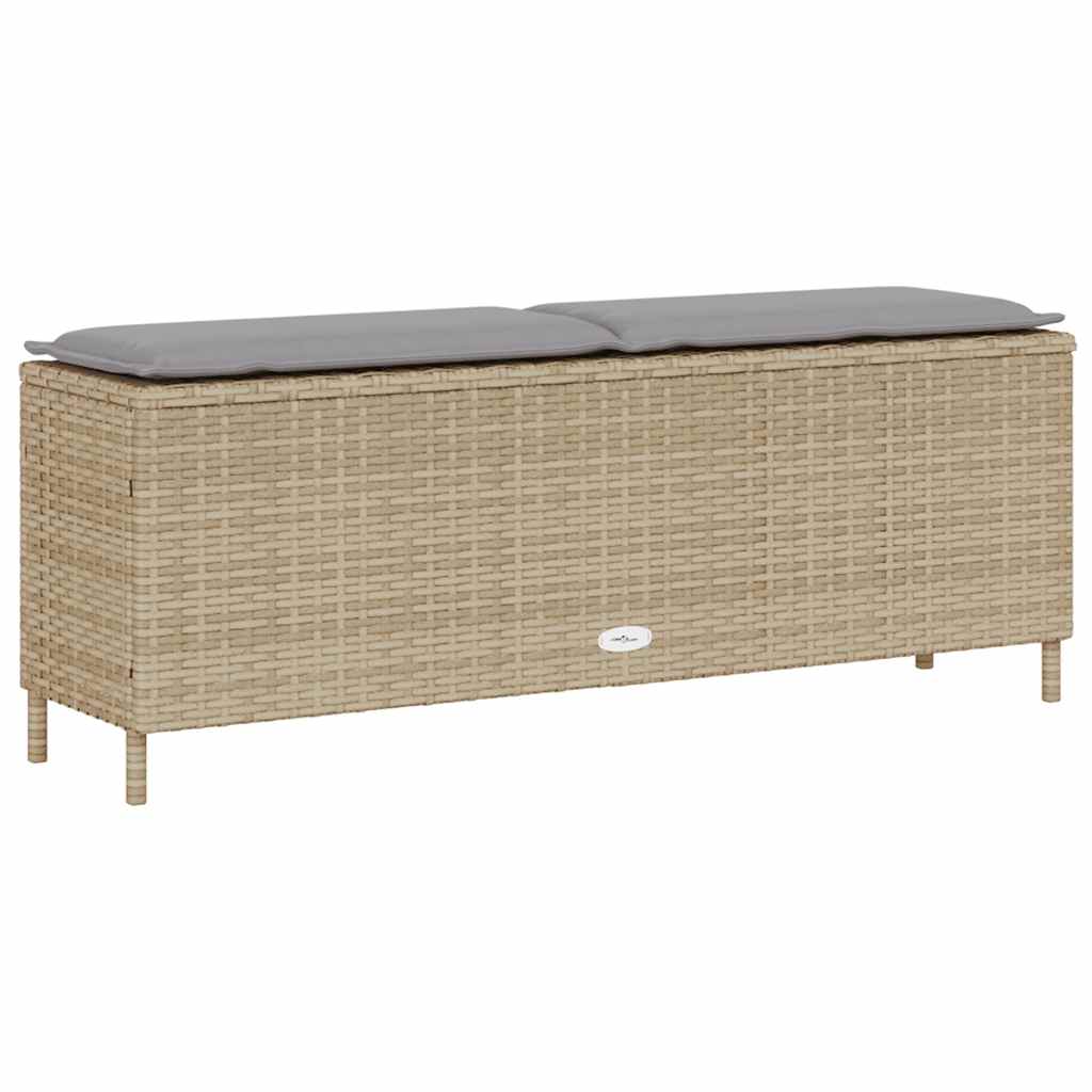 Vrtna klupa s jastukom bež 110x30x40,5 cm poli ratan