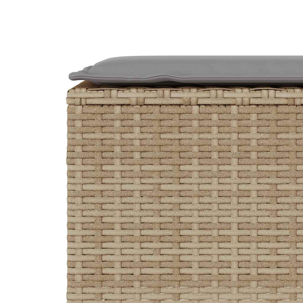 Vrtna klupa s jastukom bež 110x30x40,5 cm poli ratan