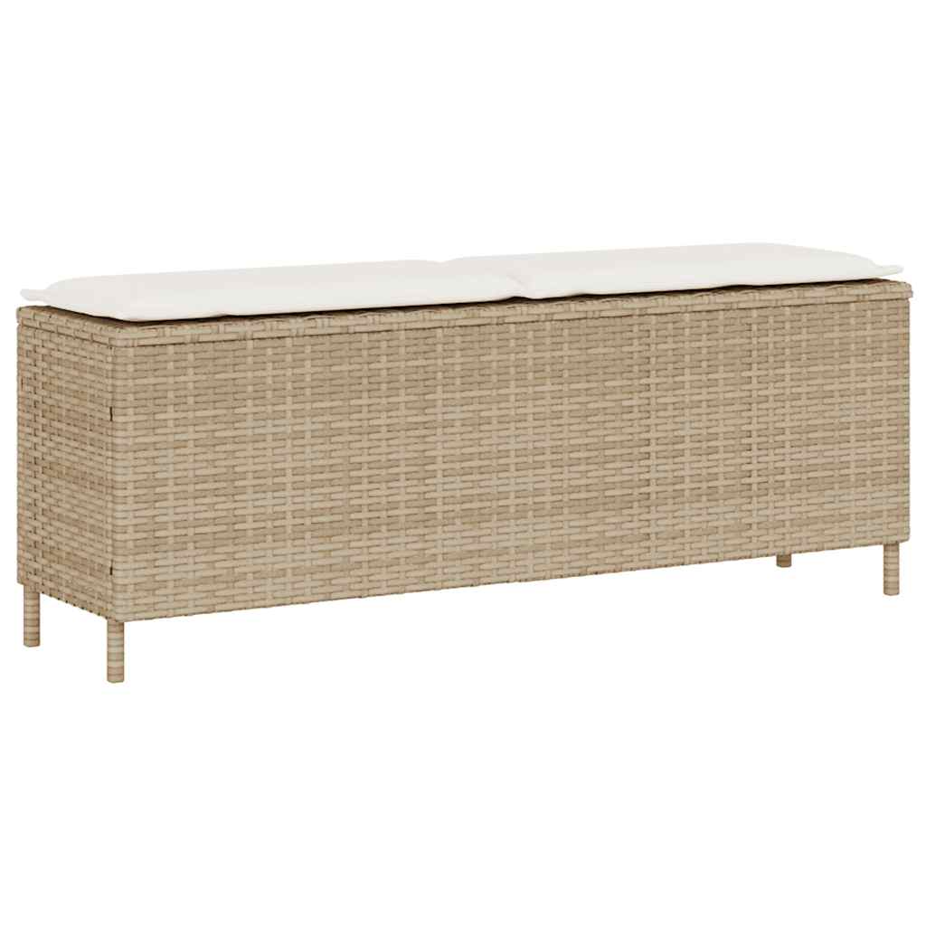 Vrtna klupa s jastukom bež 110x30x40,5 cm poli ratan