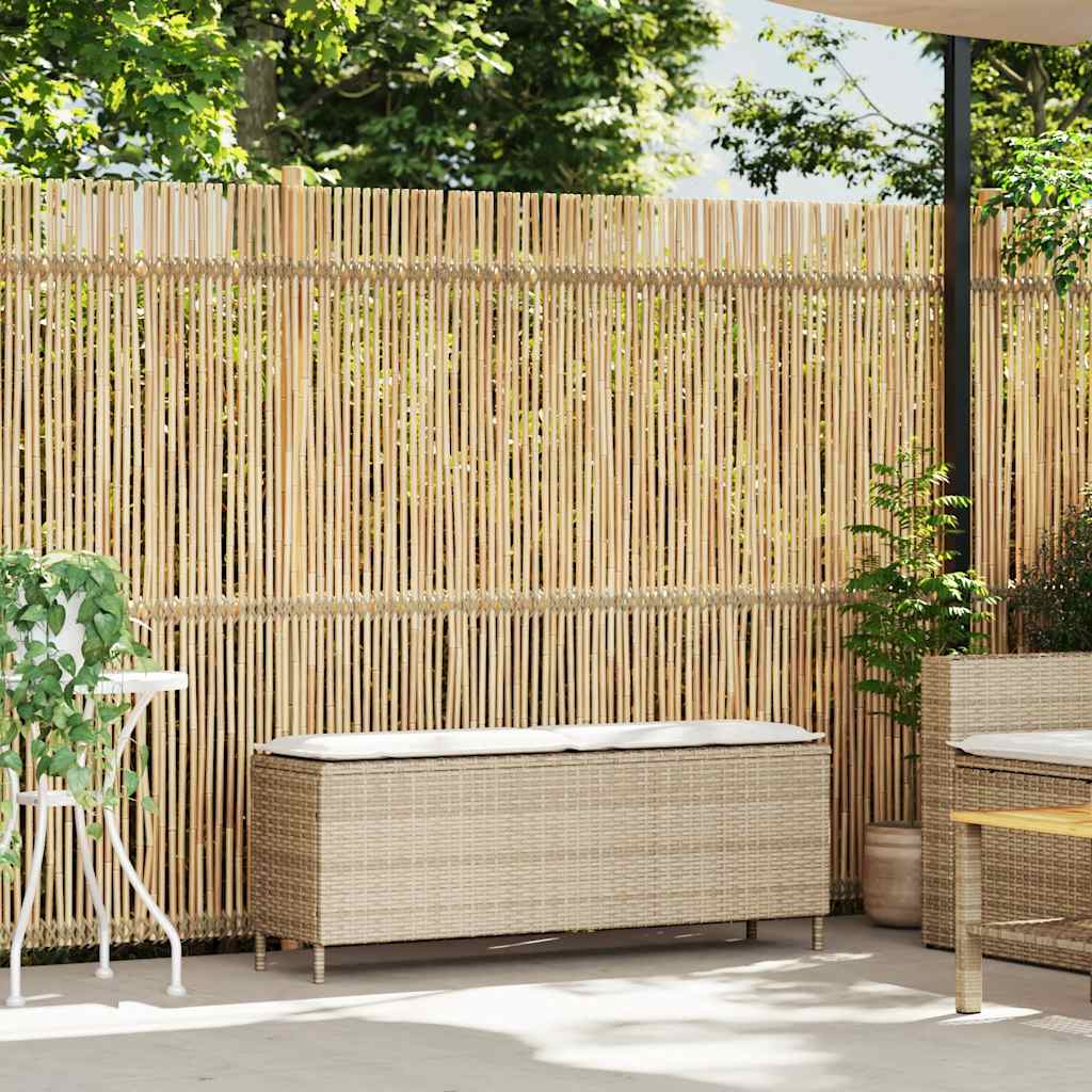 Vrtna klupa s jastukom bež 110x30x40,5 cm poli ratan