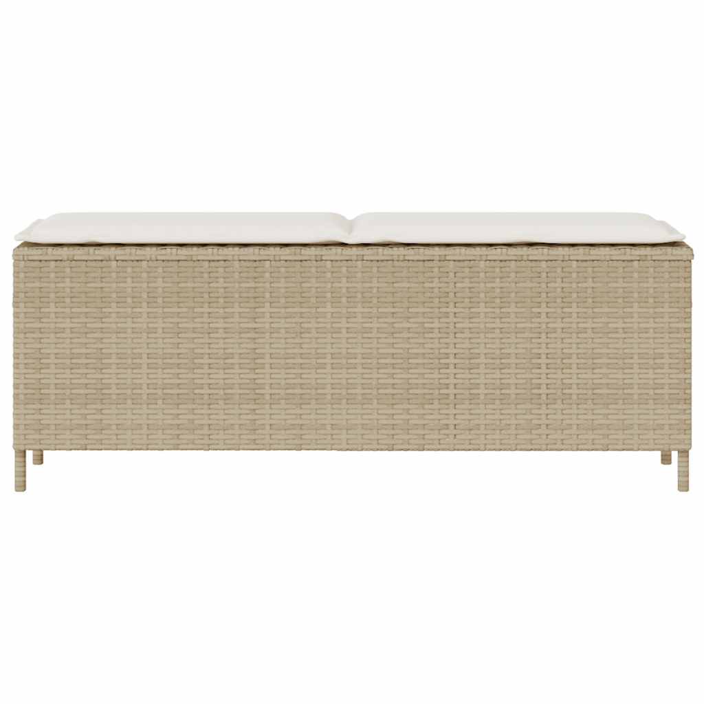 Vrtna klupa s jastukom bež 110x30x40,5 cm poli ratan