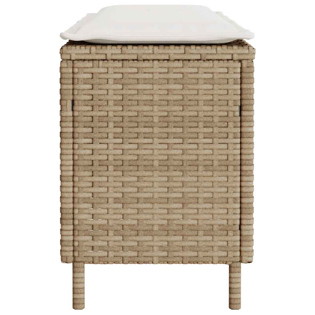 Vrtna klupa s jastukom bež 110x30x40,5 cm poli ratan