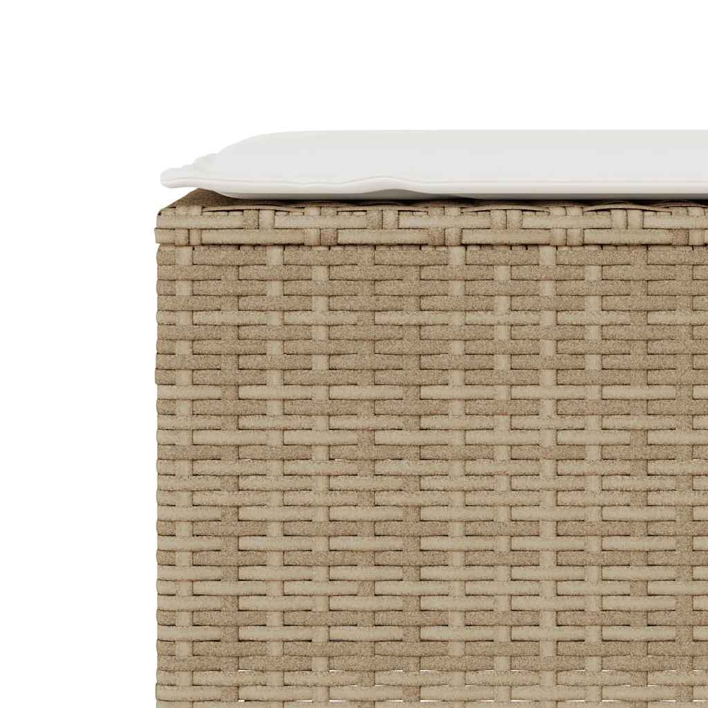 Vrtna klupa s jastukom bež 110x30x40,5 cm poli ratan