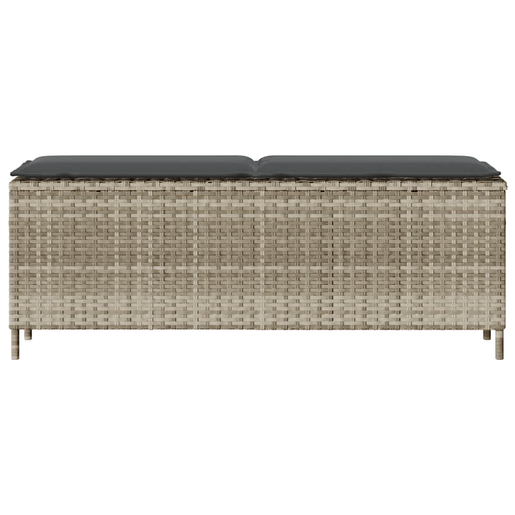Vrtna klupa s jastukom svijetlosiva 110x30x40,5 cm poli ratan