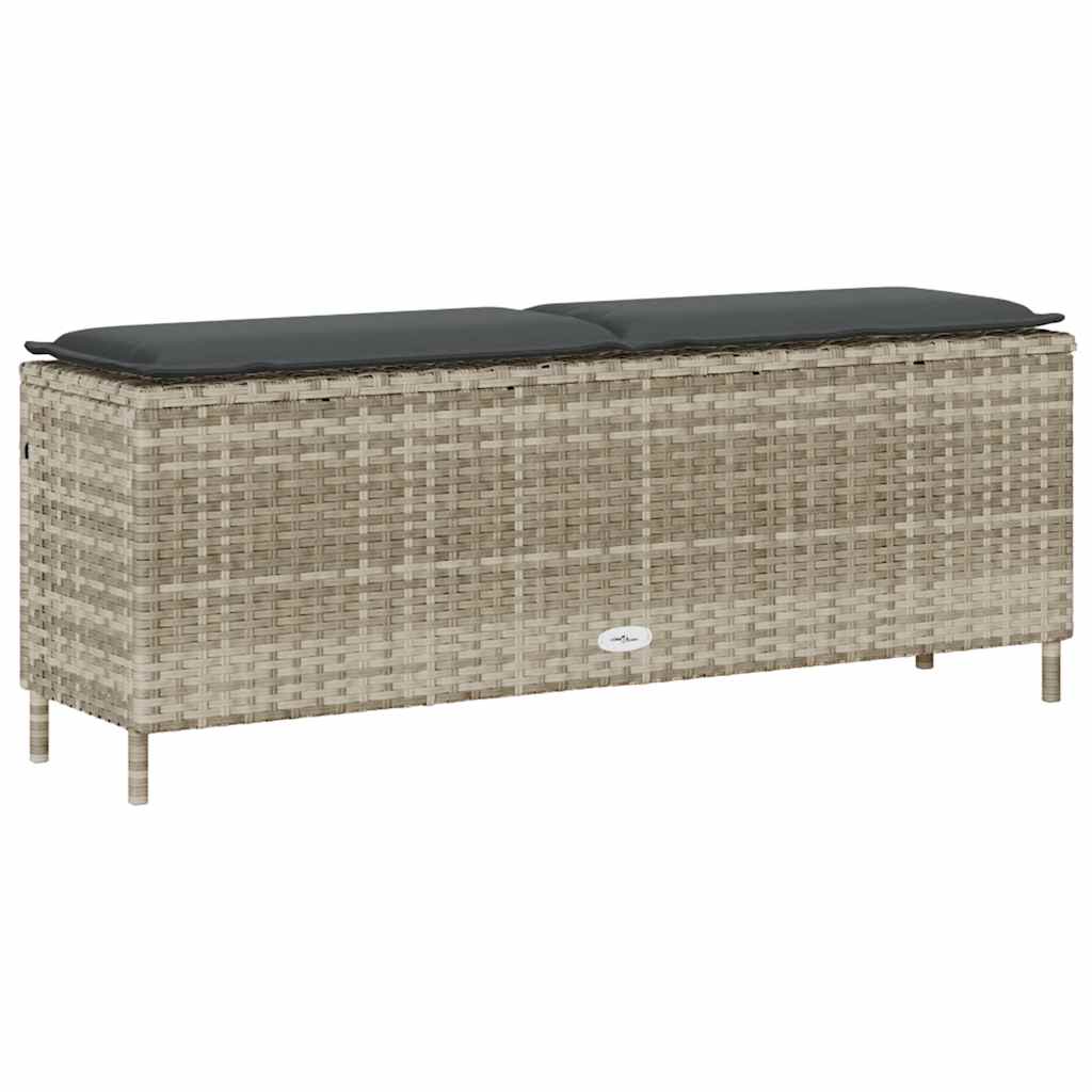 Vrtna klupa s jastukom svijetlosiva 110x30x40,5 cm poli ratan