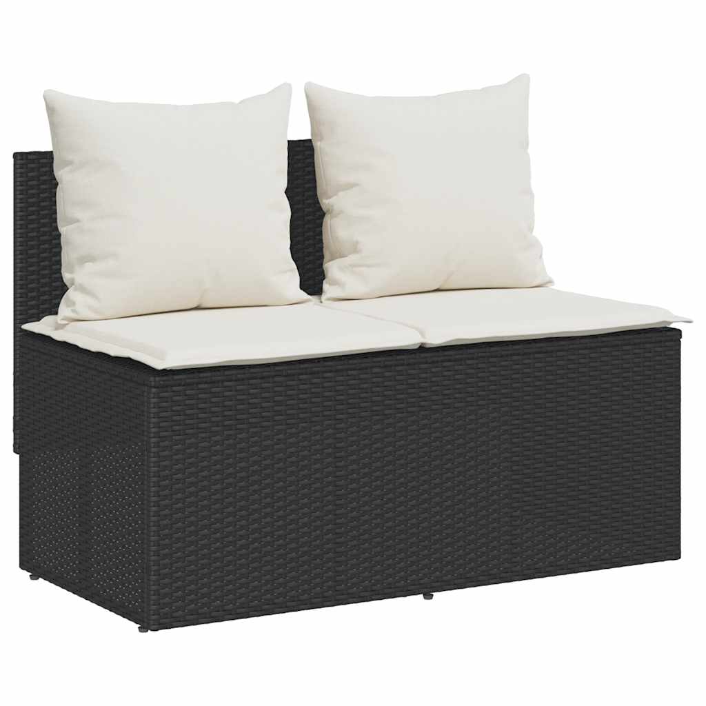 Vrtni blagovaonski set od 3 dijela s jastucima, crni poliratan