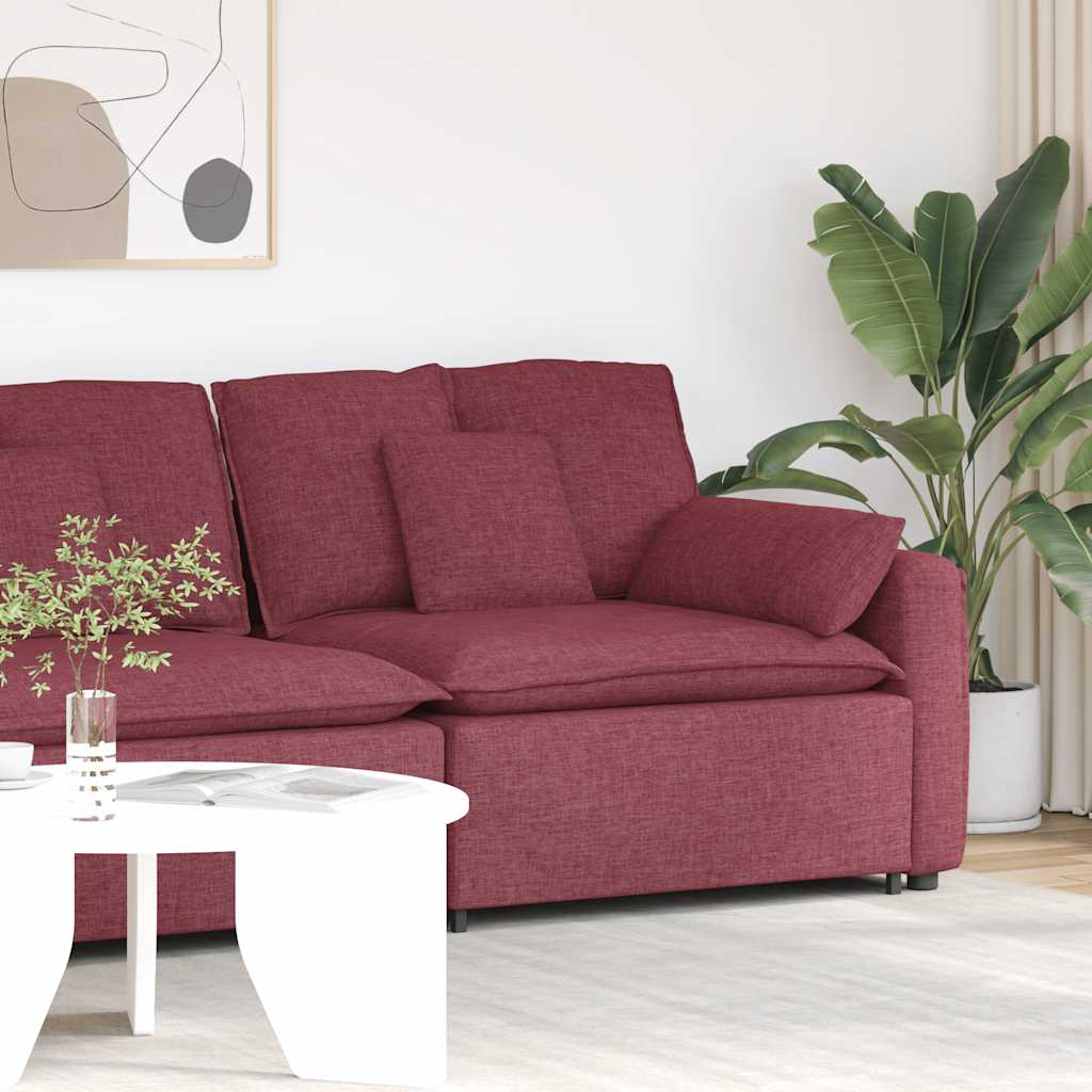 Modularni kauč s naslonom za ruke i jastucima, vinsko crvena 100 cm