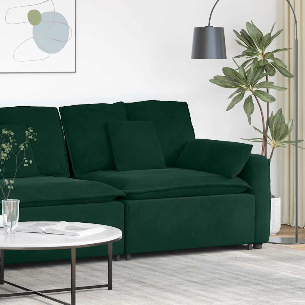 Modularni kauč s naslonom za ruke i jastucima tamnozelene boje 100 cm