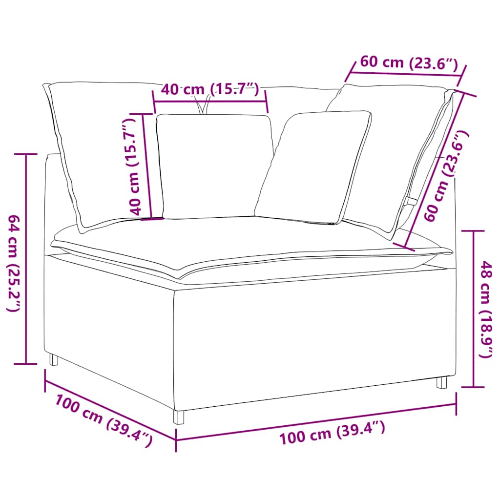 Modularni kutni kauč s jastucima tamnozelene boje 100 cm