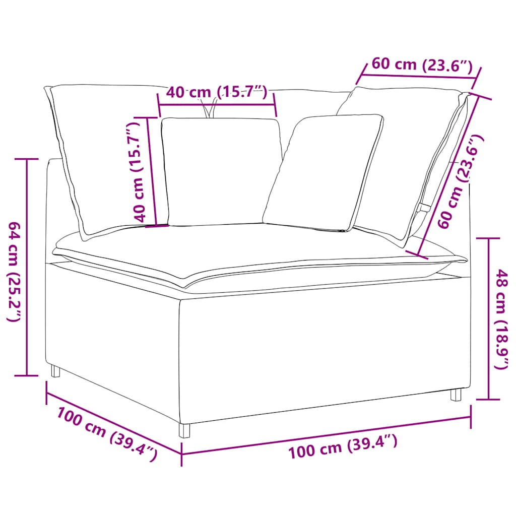 Modularna sofa Kutni modul s jastucima svijetlo siva 100 cm