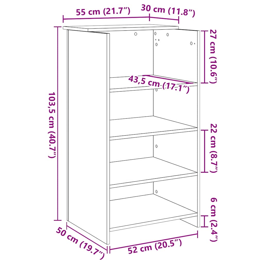 Recepcijski stol beton sivi 55x50x103,5 cm konstruirano drvo