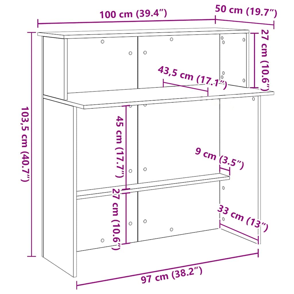 Recepcijski stol Sonoma hrast 100x50x103,5 cm Konstruirano drvo