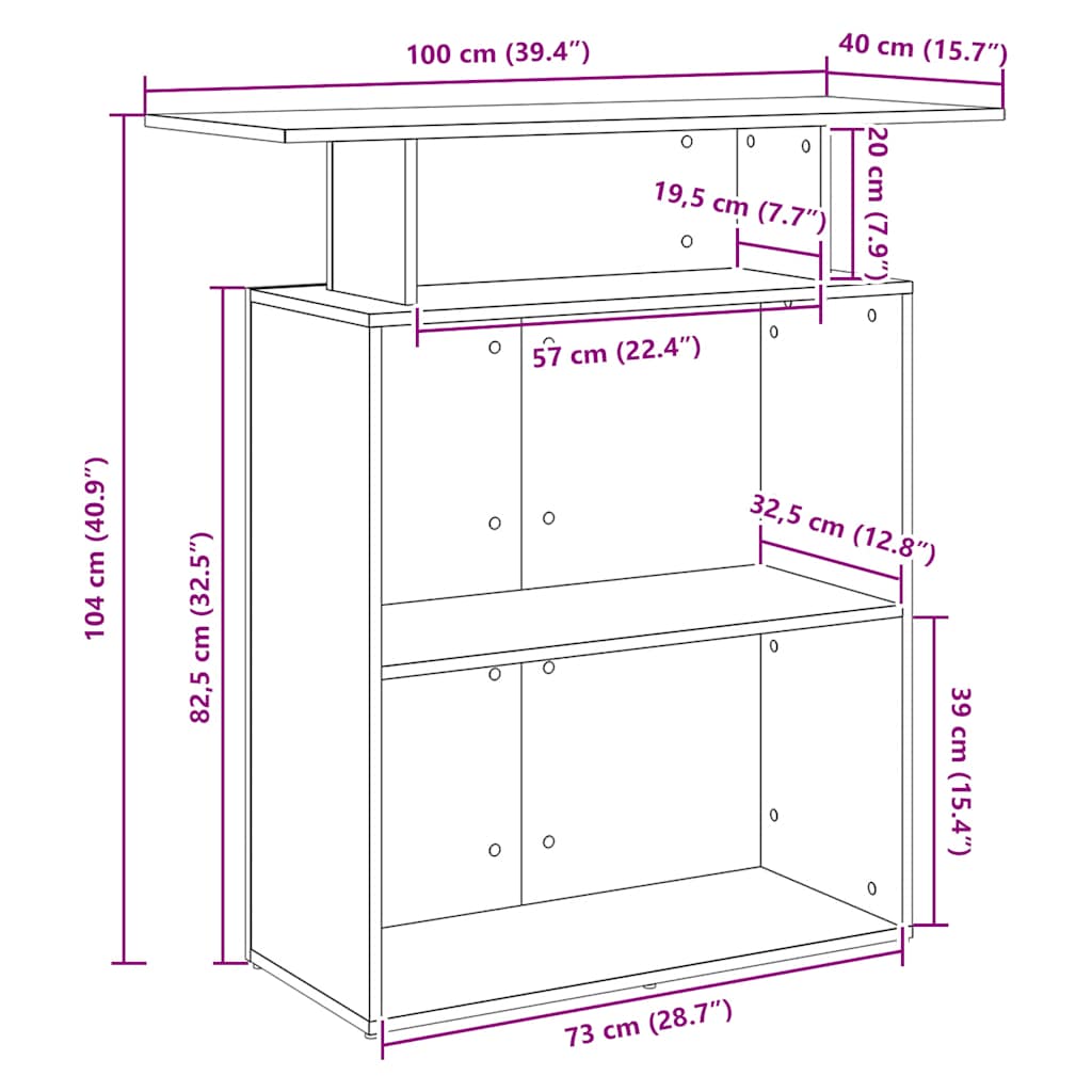 Recepcijski stol beton sivi 100x40x104 cm konstruirano drvo